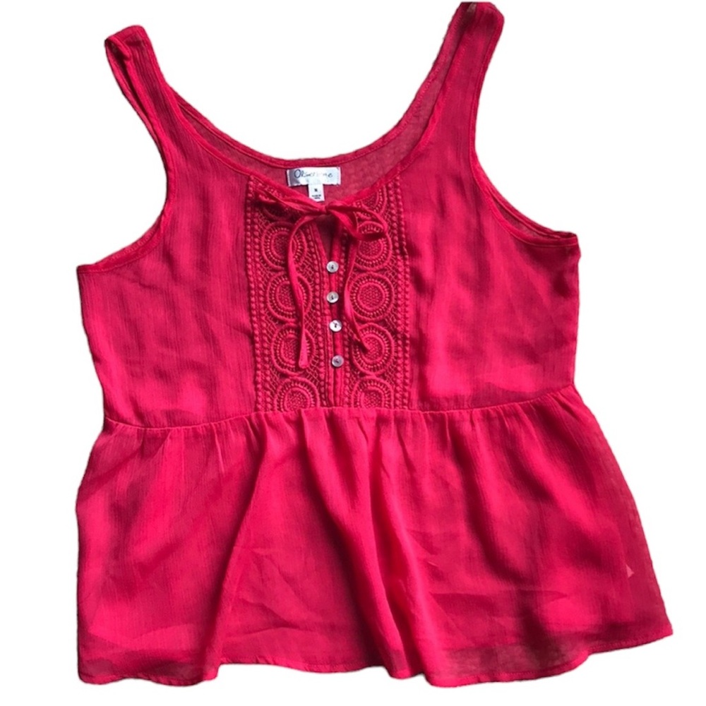 2 for 12 | NWOT Pink Tank Top with crochet and bow detailing size medium